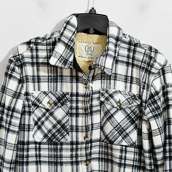 NWT Sage Ladies' Plush Shirt Jacket in White - Picture 3 of 7